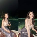 신혼여행 중 와인 한 잔…글래머러스한 드레스핏에 '감탄' [<b>MD</b>스타]