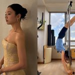 안은진 드레스핏 비결, 필라테스였나? 거꾸로 매달린 고난도 <b>동작</b>