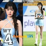 장원영, 인형이 아닐 리 없어‥하늘빛 미니원피스로 시축 여신 등극