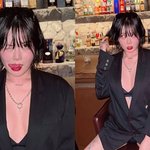 "속옷 드러내고 거리로"… 현아, 올블랙+하의<b>실종</b> '헉'