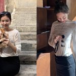 화장 지운 제니, 3만원짜리 티셔츠 입고 파리 길거리 먹방 "...