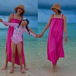 가슴까지 폭풍성장! 그림같은 괌 바닷가 산책 다정한 모녀 <b>비치</b>룩