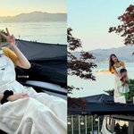 임신중 바이크 타더니‥혼자 못 일어나는 만삭에도 차 <b>지붕</b> 위 캠핑