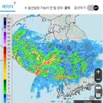 이시간 현재 <b>레이더</b> 영상 매우 강한 비구름 계속해 우리나라 진입중
