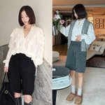 초월 조합! 블라우스에 니트 <b>반바지</b> 이상한데 예쁘네 가을 데일리룩