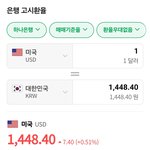 환율개<b>폭등</b>. 1달러=1448.40원