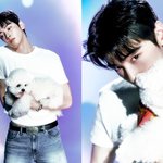 차은우, 반려견과 달콤 케미..흰티+청바지만으로도 <b>청량</b>