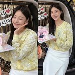 한지혜, 스텝 <b>서프라이즈</b>에 폭풍 감사! 찬바람 녹이는 화사한 옐로...