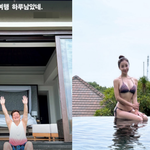 윤정수원진서, <b>침실</b> 바로 옆 수영장…"신혼여행 하루 남았네" 아쉬움...