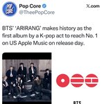 [군대] 아리랑 앨범 <b>미국</b>애플뮤직차트 1위래