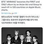 방탄 애플 뮤직 <b>차트</b> 120개국에서 1위