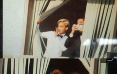 창문을통해 팬들을보는 엑소ㅎㅎㅎ