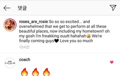 와 로제 인스타에 코치가 댓글담