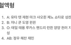 엔티시 혈액형 이거 맞나?