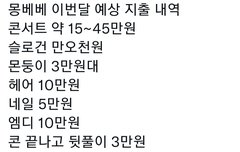 몽베베 이번달 예상 지출 내역