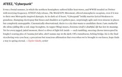 미국TeenVogue선정2022Best K-Pop79곡중ATEEZ'Cyber punk'