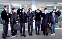 엔하이픈 출국, 올블랙 가득 '출국엔 하트지!'