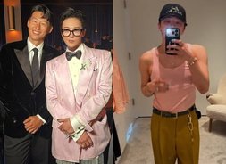 지드래곤, 핑크 정장도 문제없어…절친 손흥민과 다정한 투샷 [빅뱅, 판타스틱 스웨그]