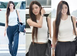 있지 유나, 긴 생머리에 슬림 핏[아이돌 공항패션]