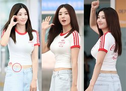 '서머 퀸' 권은비, 허리에 보석 타투 [아이돌 공항패션]