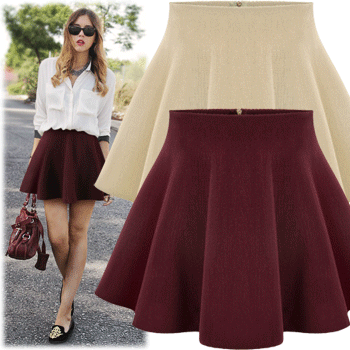 High Waist Knit Skater Skirt