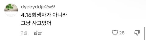 틱톡 세월호 10주기 추모영상 댓글들