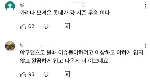 어제 카리나 시구 댓글반응 왜이럼..??