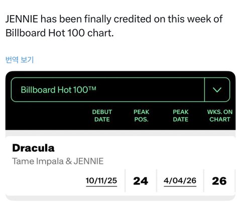 제니 빌보드 핫백 18위함 - 1