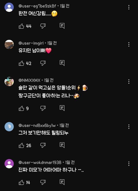 카리나 시구 유튜브댓글반응