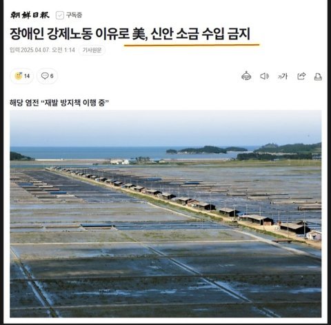 미국 신안염전 천일염 소금 수입금지