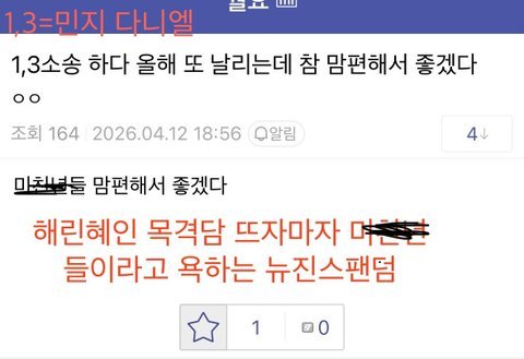 뉴진스팬들 해린혜인 욕하는거 소름돋음
